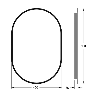 Зеркало Defesto Aura 40х60 DF 2921 с подсветкой 16W-4500K/Без выключателя/Нейтральный белый свет/Черная рама