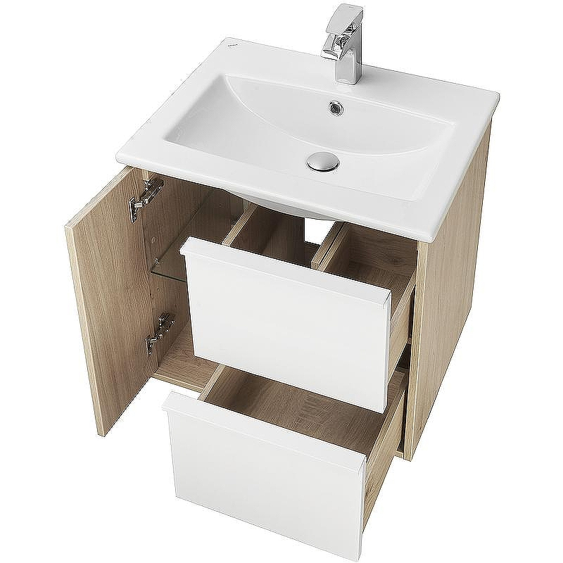 Тумба под раковину Aquaton Бостон 60 1A252501BN010 подвесная Дуб эврика Белый, купить, цена, заказать, магазин, доставка, скидка, промокод, купить, цена, заказать, магазин, доставка, скидка, промокод