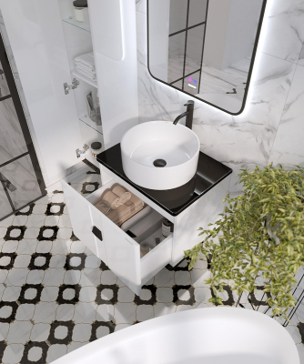 Тумба под раковину Grossman Норма 60 106016 подвесная цвет Белый глянцевый