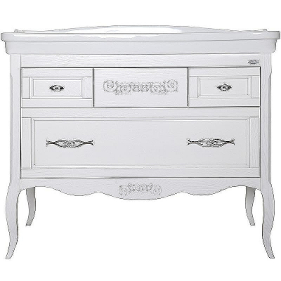 Комплект мебели для ванной ASB-Woodline Модерн 105 Белый с патиной Серебро