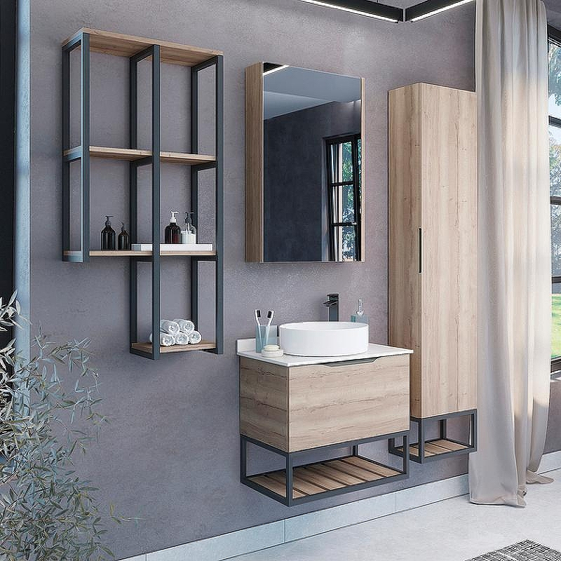 Зеркальный шкаф Comforty Порто 50 00-00009233 Дуб дымчатый, купить, цена, заказать, магазин, доставка, скидка, промокод, купить, цена, заказать, магазин, доставка, скидка, промокод