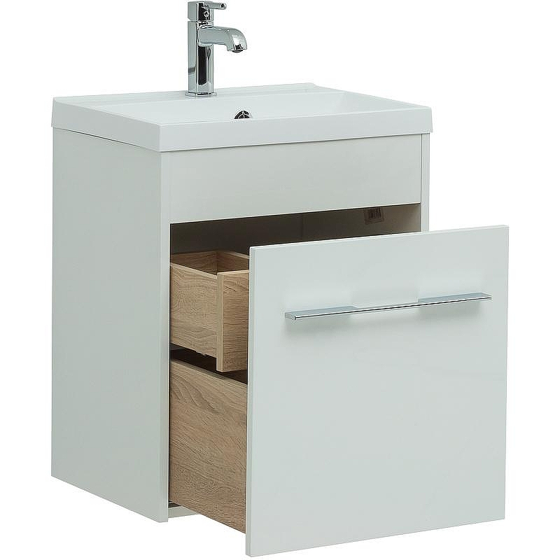Тумба под раковину Aquanet Августа 50 274140 подвесная Белый глянец, купить, цена, заказать, магазин, доставка, скидка, промокод, купить, цена, заказать, магазин, доставка, скидка, промокод