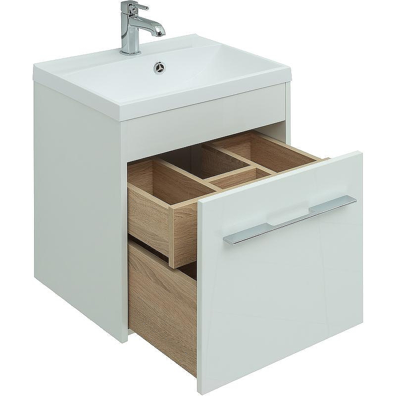 Тумба под раковину Aquanet Августа 50 274140 подвесная Белый глянец, купить, цена, заказать, магазин, доставка, скидка, промокод, купить, цена, заказать, магазин, доставка, скидка, промокод