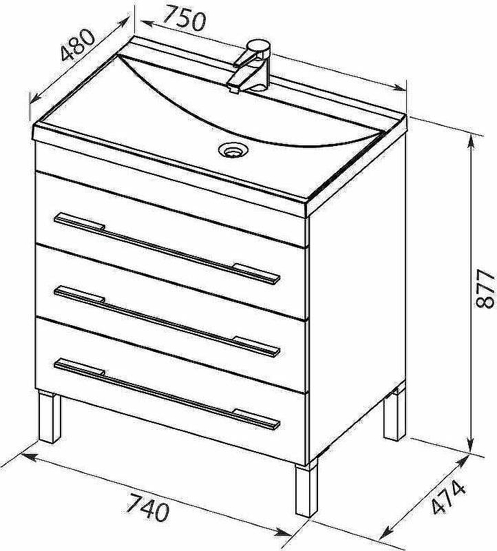 Тумба с раковиной Aquanet Верона 75 287671 Белая, купить, цена, заказать, магазин, доставка, скидка, промокод, купить, цена, заказать, магазин, доставка, скидка, промокод