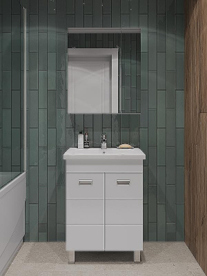 Тумба с раковиной Orange Таис 60 Ta-60TUW+RA напольная Белый глянец