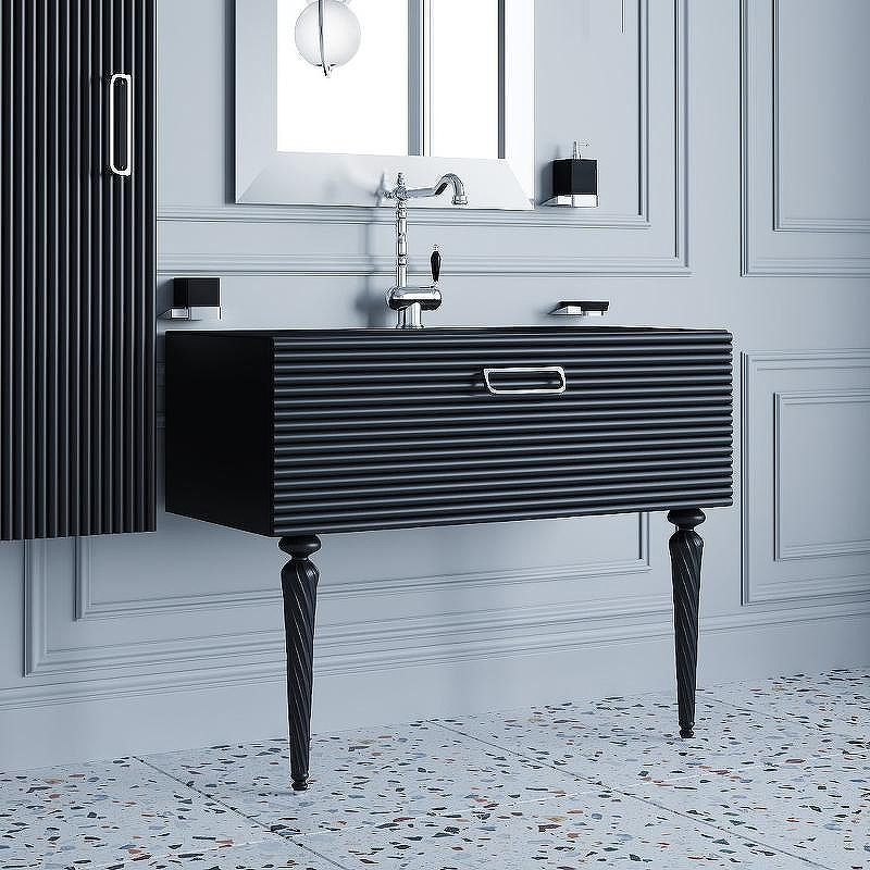 Тумба под раковину Boheme Armadi Art Vallessi Avangarde Linea 80 842-080-BCR подвесная Черная Хром, купить, цена, заказать, магазин, доставка, скидка, промокод, купить, цена, заказать, магазин, доставка, скидка, промокод