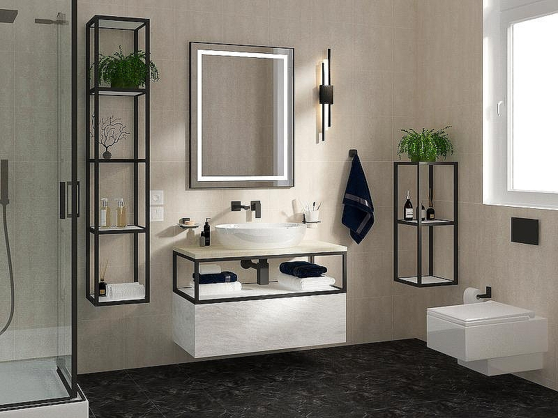 Консоль под раковину Cezares Cadro 100 CADRO-100/46/30-1C-SO-MET-ST Черная матовая, купить, цена, заказать, магазин, доставка, скидка, промокод, купить, цена, заказать, магазин, доставка, скидка, промокод