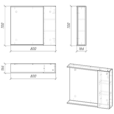 Зеркало со шкафом Grossman Юнит 80 2080112 Кадена лайт
