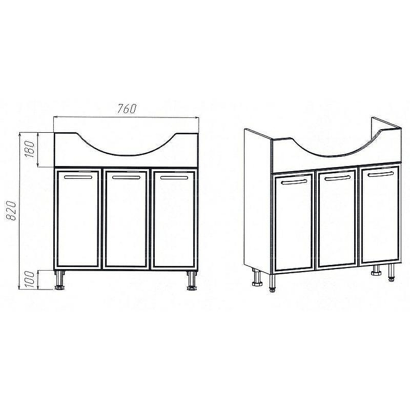 Тумба под раковину VIANT Милан 80 VMIL80ER-T3ST Белая, купить, цена, заказать, магазин, доставка, скидка, промокод, купить, цена, заказать, магазин, доставка, скидка, промокод