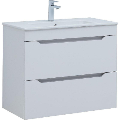 Тумба под раковину Aquanet Практика 80 330459 подвесная Белая матовая