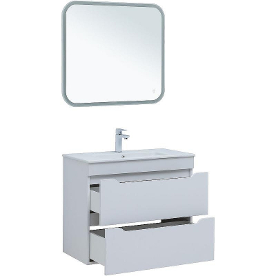 Тумба под раковину Aquanet Практика 80 330459 подвесная Белая матовая