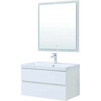 Комплект мебели для ванной Aquanet Беркли 80 306360 подвесной Белый глянец