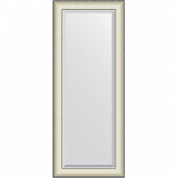 Зеркало Evoform Exclusive 134х54 BY 7454 с фацетом в багетной раме - Белая кожа с хромом 78, купить, цена, заказать, магазин, доставка, скидка, промокод, купить, цена, заказать, магазин, доставка, скидка, промокод