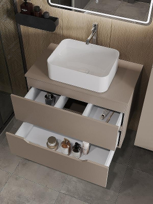 Тумба с раковиной Orange Line 80 Li-80TuLMDF+B02-460W подвесная Латте матовый