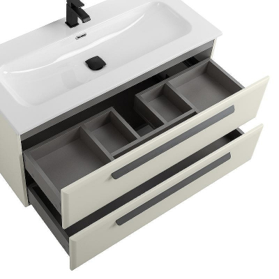 Тумба под раковину Cezares Eco-Cer-N 100 ECO-CER-N-1000-2C-SO-AS-P подвесная Альпака брашированная без ручек