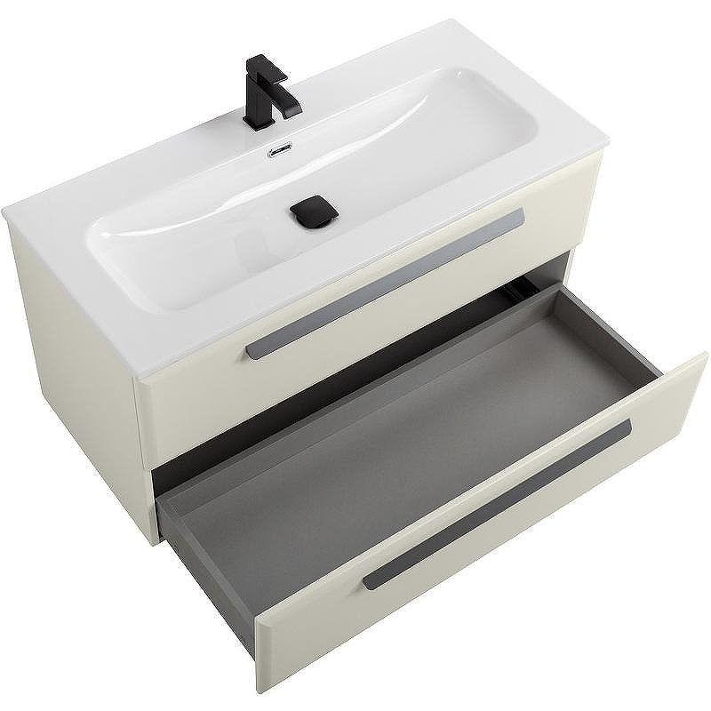 Тумба под раковину Cezares Eco-Cer-N 100 ECO-CER-N-1000-2C-SO-AS-P подвесная Альпака брашированная без ручек, купить, цена, заказать, магазин, доставка, скидка, промокод, купить, цена, заказать, магазин, доставка, скидка, промокод