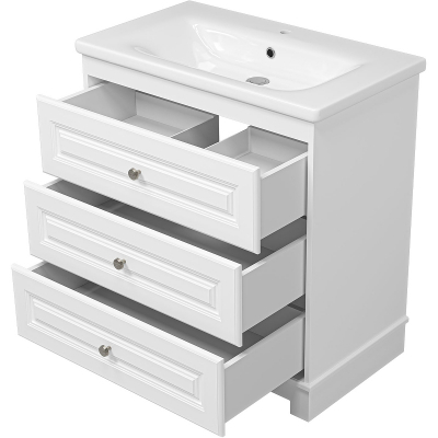 Тумба с раковиной Misty Ларго 80 УТ000023205 Белая матовая