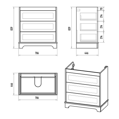 Тумба с раковиной Misty Ларго 80 УТ000023205 Белая матовая