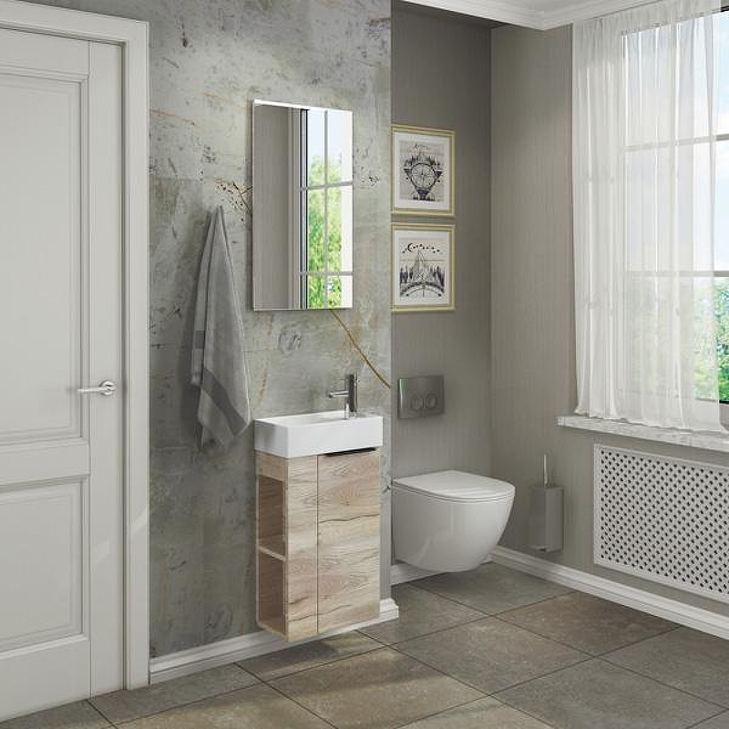 Тумба с раковиной Comforty Матэ 40 00-00015132 подвесная Дуб дымчатый, купить, цена, заказать, магазин, доставка, скидка, промокод, купить, цена, заказать, магазин, доставка, скидка, промокод