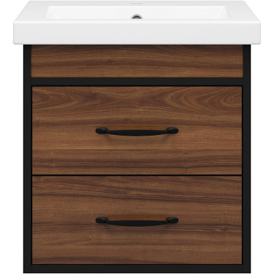 Тумба с раковиной Misty Кедр 50 УТ000014437 подвесная Орех