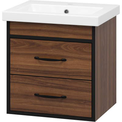 Тумба с раковиной Misty Кедр 50 УТ000014437 подвесная Орех