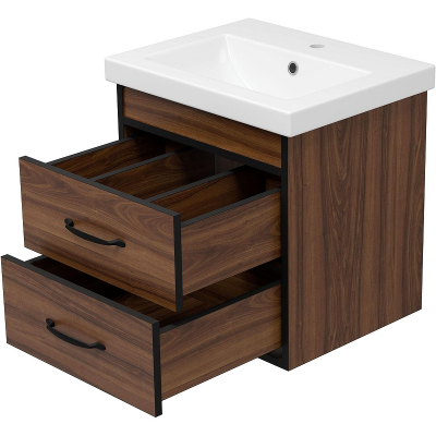 Тумба с раковиной Misty Кедр 50 УТ000014437 подвесная Орех