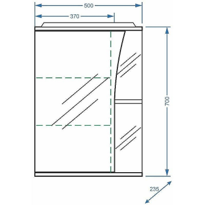 Зеркальный шкаф Stella Polar Волна Винчи 50 SP-00000033 с подсветкой Белый