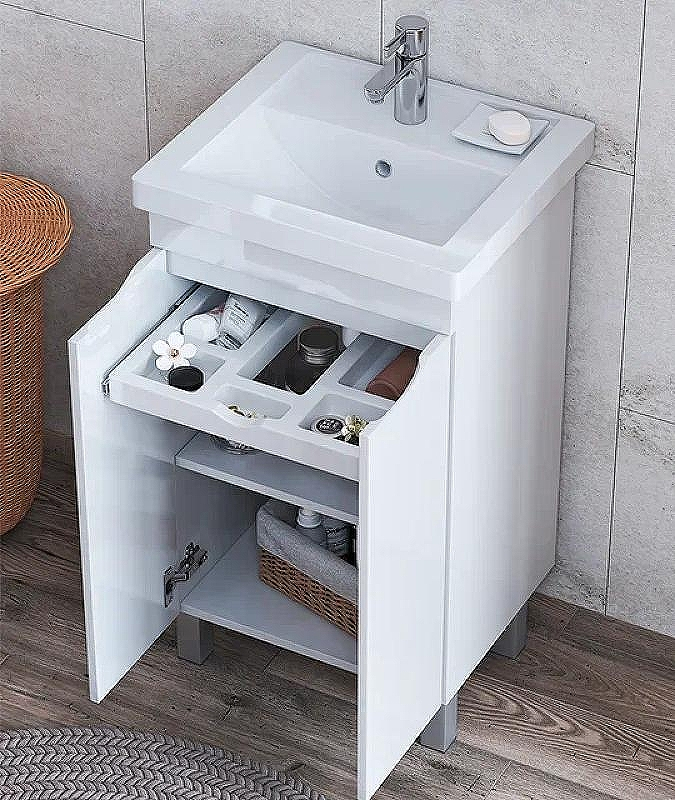 Тумба под раковину Vigo Grani 50 tn.GRI.FOS.50.2D Белая, купить, цена, заказать, магазин, доставка, скидка, промокод, купить, цена, заказать, магазин, доставка, скидка, промокод