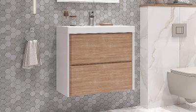 Тумба под раковину Velvex Gesso 70 tp.GES.9696.70.2Y подвесная Белая матовая Дуб сонома