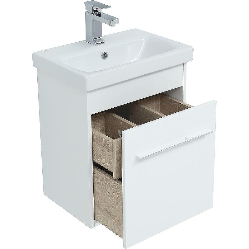 Тумба под раковину Aquanet Августа 50 274015 подвесная Белый глянец, купить, цена, заказать, магазин, доставка, скидка, промокод, купить, цена, заказать, магазин, доставка, скидка, промокод