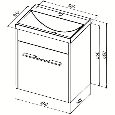 Тумба под раковину Aquanet Августа 50 274015 подвесная Белый глянец