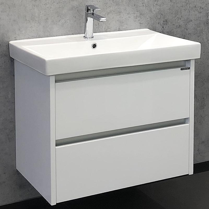 Тумба с раковиной Comforty Дублин 75 00004137103 подвесная Белый глянец, купить, цена, заказать, магазин, доставка, скидка, промокод, купить, цена, заказать, магазин, доставка, скидка, промокод