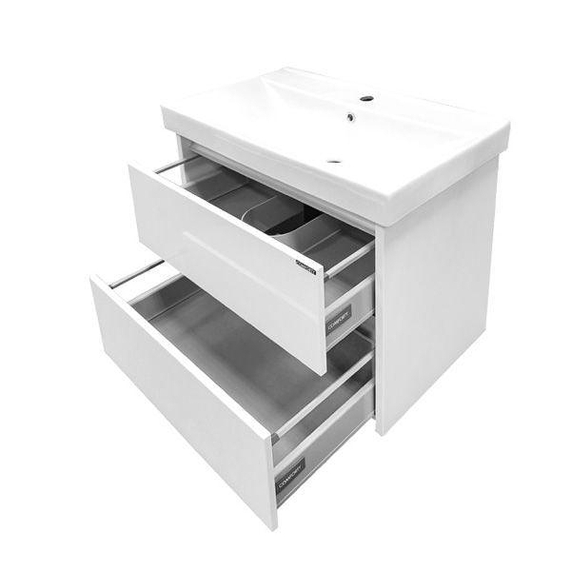 Тумба с раковиной Comforty Дублин 75 00004137103 подвесная Белый глянец, купить, цена, заказать, магазин, доставка, скидка, промокод, купить, цена, заказать, магазин, доставка, скидка, промокод