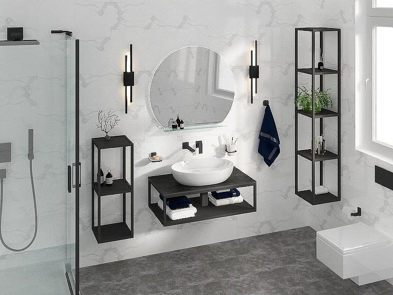 Консоль под раковину Cezares Cadro 90 CADRO-90/46/30-1C-SO-MET-ST Черная матовая, купить, цена, заказать, магазин, доставка, скидка, промокод, купить, цена, заказать, магазин, доставка, скидка, промокод