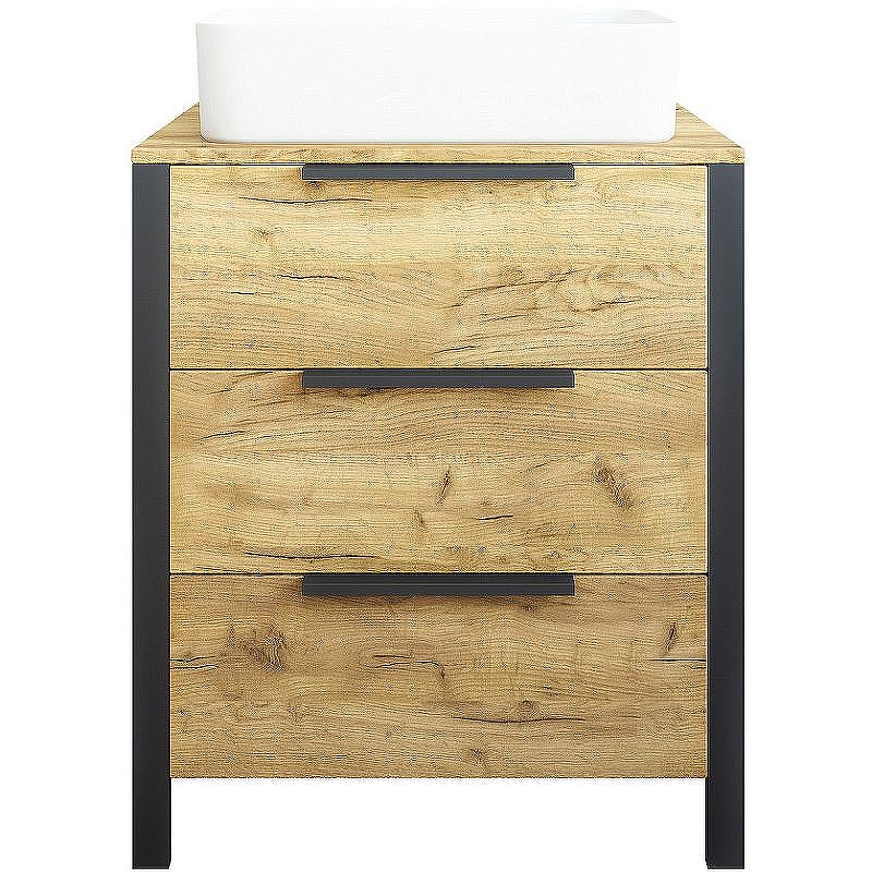 Тумба под раковину Sanflor Гард 70/2 С22582 Дуб крафт золотой Черный, купить, цена, заказать, магазин, доставка, скидка, промокод, купить, цена, заказать, магазин, доставка, скидка, промокод