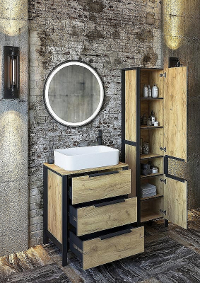 Тумба под раковину Sanflor Гард 70/2 С22582 Дуб крафт золотой Черный