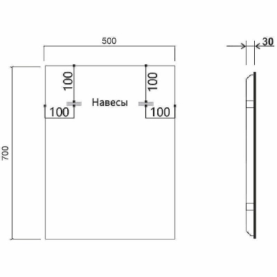 Зеркало Vincea 50 VLM-3VN500B с подсветкой Черное с сенсорным выключателем и диммером