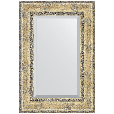 Зеркало Evoform Exclusive 92х62 BY 3428 с фацетом в багетной раме - Состаренное серебро с орнаментом 120