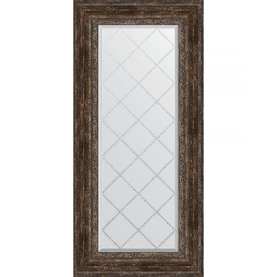 Зеркало Evoform Exclusive-G 132х62 BY 4086 с гравировкой в багетной раме - Состаренное дерево с орнаментом 120