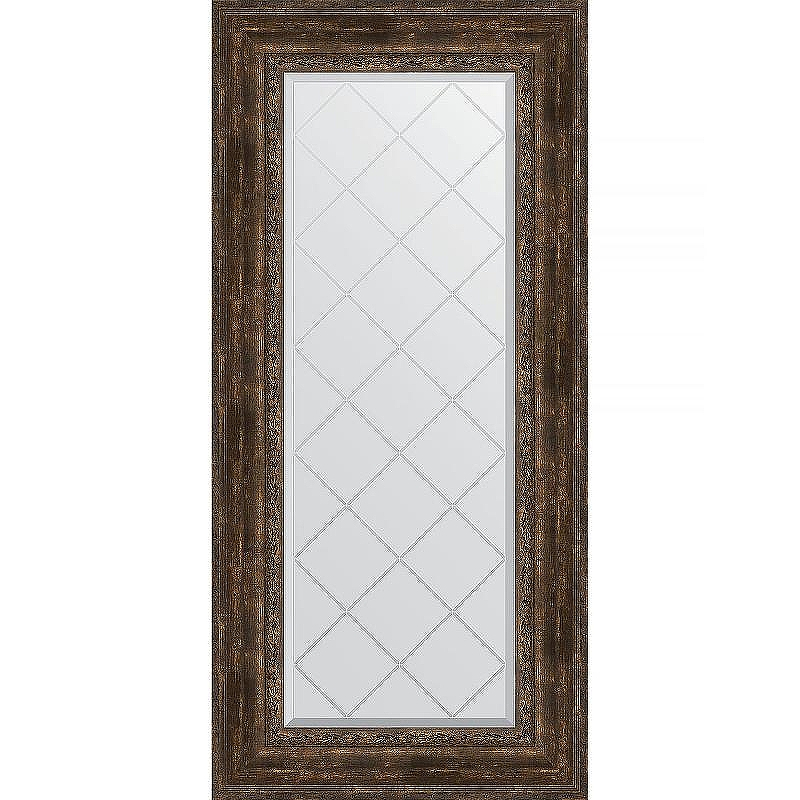 Зеркало Evoform Exclusive-G 132х62 BY 4086 с гравировкой в багетной раме - Состаренное дерево с орнаментом 120, купить, цена, заказать, магазин, доставка, скидка, промокод, купить, цена, заказать, магазин, доставка, скидка, промокод