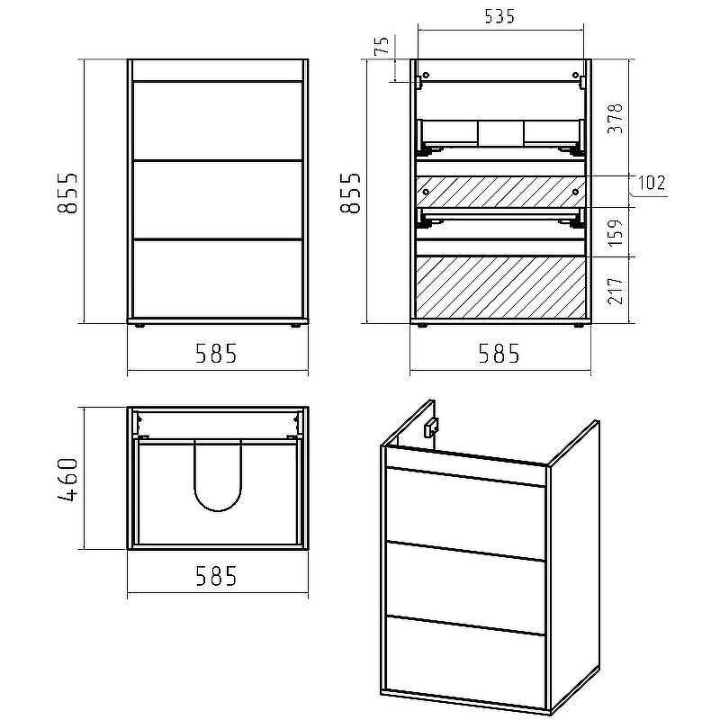 Тумба с раковиной Brevita Grafit 120 L УТ000014841 Белая матовая, купить, цена, заказать, магазин, доставка, скидка, промокод, купить, цена, заказать, магазин, доставка, скидка, промокод