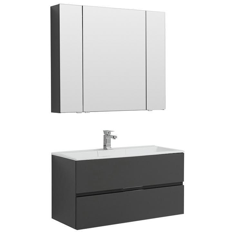 Комплект мебели для ванной Aquanet Алвита 100 241397 подвесной Серый антрацит, купить, цена, заказать, магазин, доставка, скидка, промокод, купить, цена, заказать, магазин, доставка, скидка, промокод