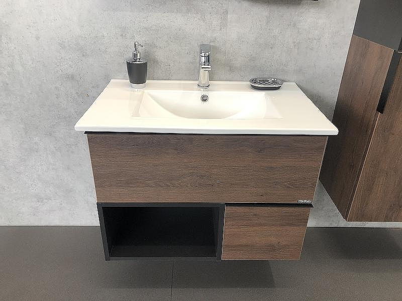 Тумба с раковиной Comforty Франкфурт 75 00004150531 подвесная Дуб шоколадно-коричневый, купить, цена, заказать, магазин, доставка, скидка, промокод, купить, цена, заказать, магазин, доставка, скидка, промокод