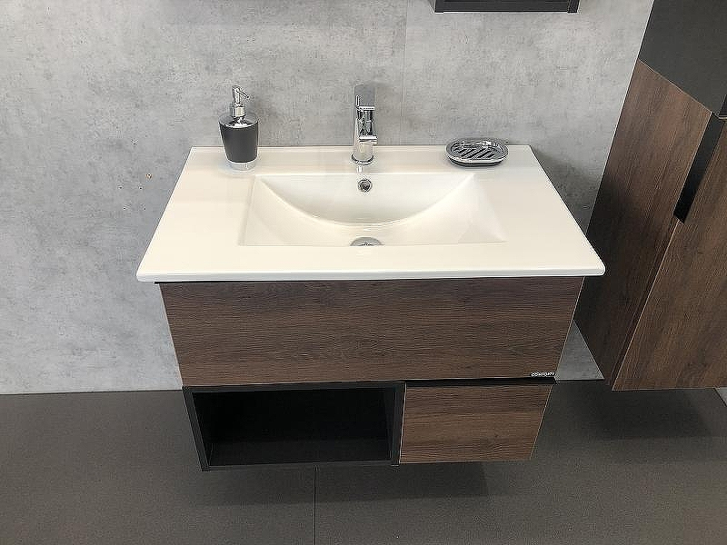 Тумба с раковиной Comforty Франкфурт 75 00004150531 подвесная Дуб шоколадно-коричневый, купить, цена, заказать, магазин, доставка, скидка, промокод, купить, цена, заказать, магазин, доставка, скидка, промокод