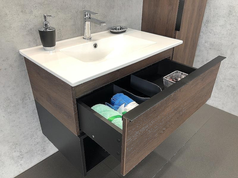 Тумба с раковиной Comforty Франкфурт 75 00004150531 подвесная Дуб шоколадно-коричневый, купить, цена, заказать, магазин, доставка, скидка, промокод, купить, цена, заказать, магазин, доставка, скидка, промокод