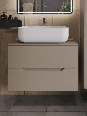 Тумба с раковиной Orange Line 80 Li-80TuLMDF+B03-600W подвесная Латте матовый