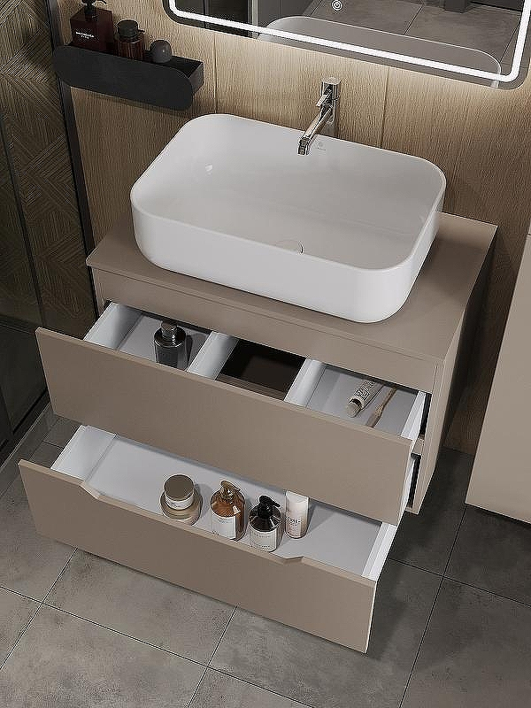 Тумба с раковиной Orange Line 80 Li-80TuLMDF+B03-600W подвесная Латте матовый, купить, цена, заказать, магазин, доставка, скидка, промокод, купить, цена, заказать, магазин, доставка, скидка, промокод