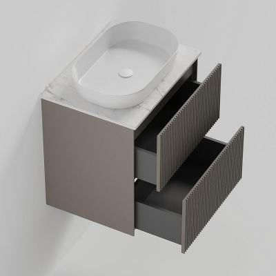 Тумба под раковину La Fenice Terra Twin 60 FNC-01-TER-C-60-2 подвесная Бежевая матовая