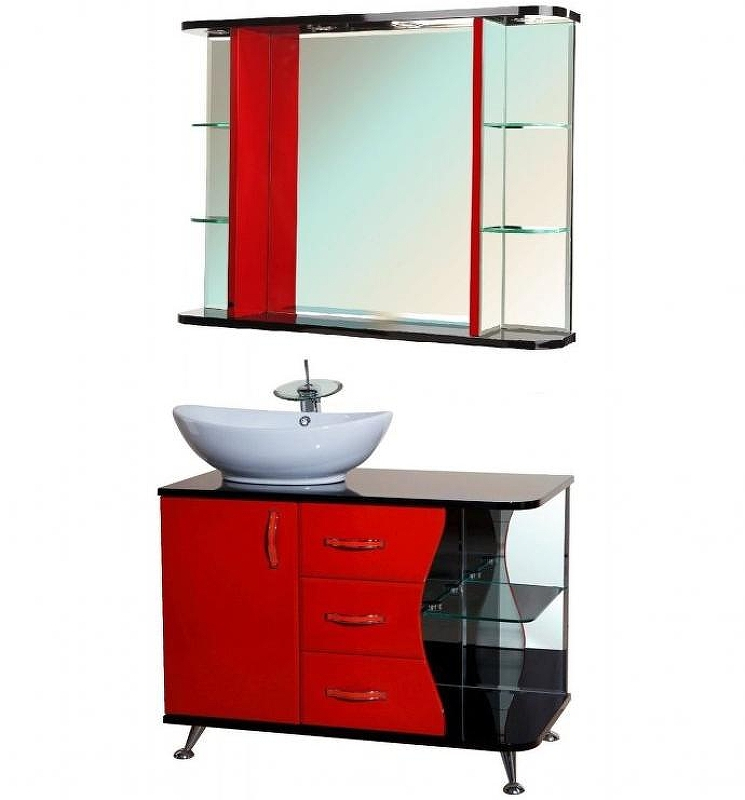 Тумба под раковину Bellezza Рио 90 L 4633615142214 Черная Красная, купить, цена, заказать, магазин, доставка, скидка, промокод, купить, цена, заказать, магазин, доставка, скидка, промокод