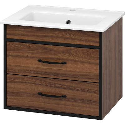 Тумба с раковиной Misty Кедр 60 УТ000014436 подвесная Орех